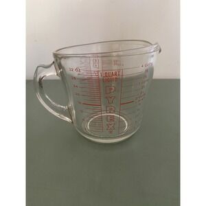 Vintage Pyrex #532 D-Handle Measuring Cup Red Lettering 4 Cups/1 Ltr Made in USA